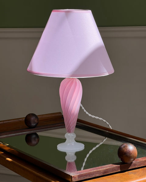 Vintage opal pink Murano table lamp (with shade)