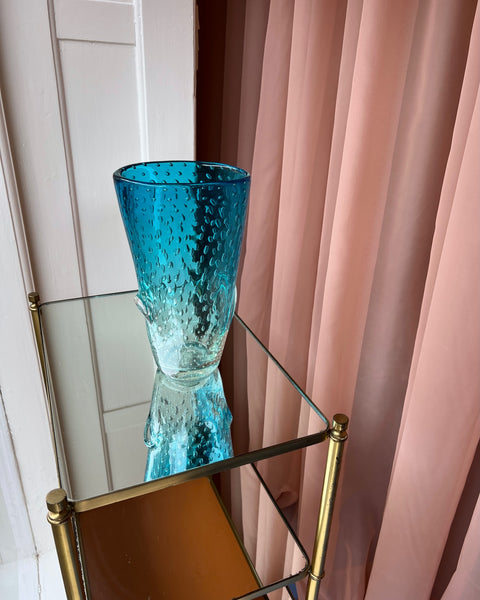 Vintage blue / clear Murano vase