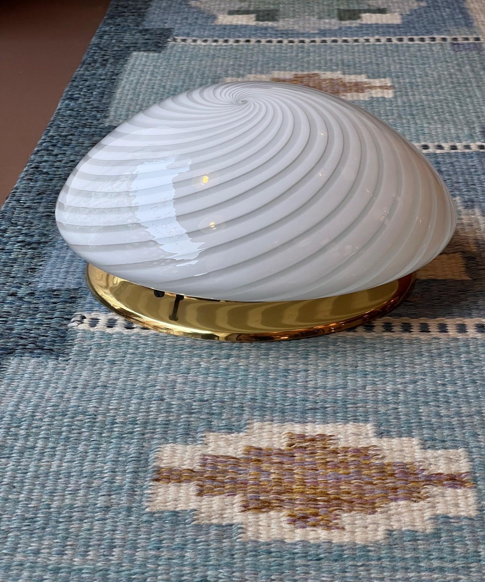 Vintage Murano white swirl ceiling/wall lamp (D30)