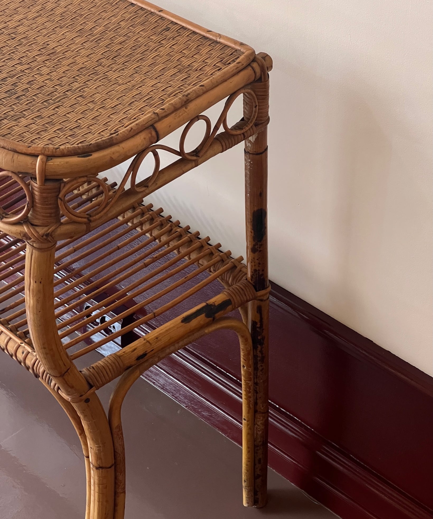 Vintage rattan console table