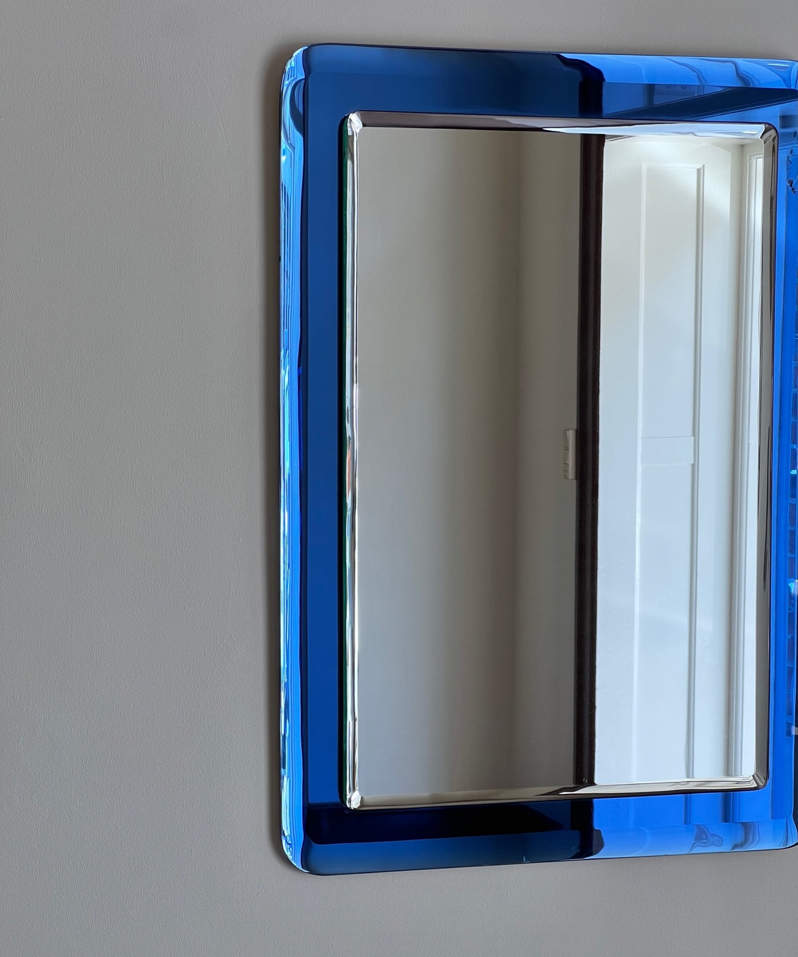Vintage Italian mirror with blue mirror frame
