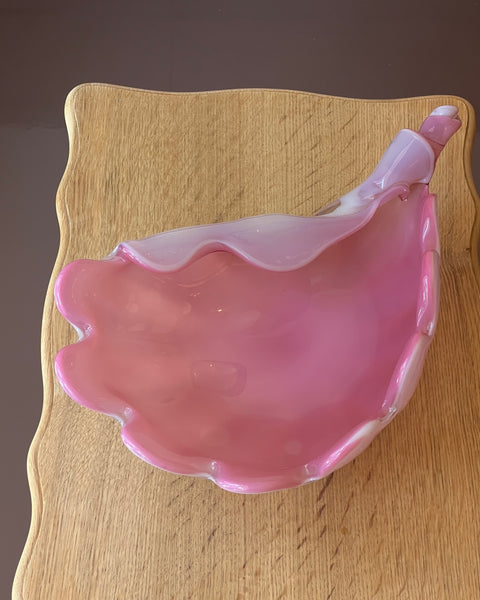 Large vintage opal pink Murano shell bowl