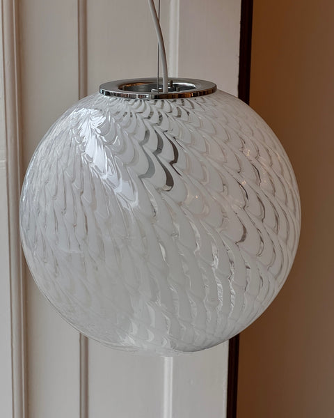 Vintage Murano white vertical pattern ceiling lamp (D30)