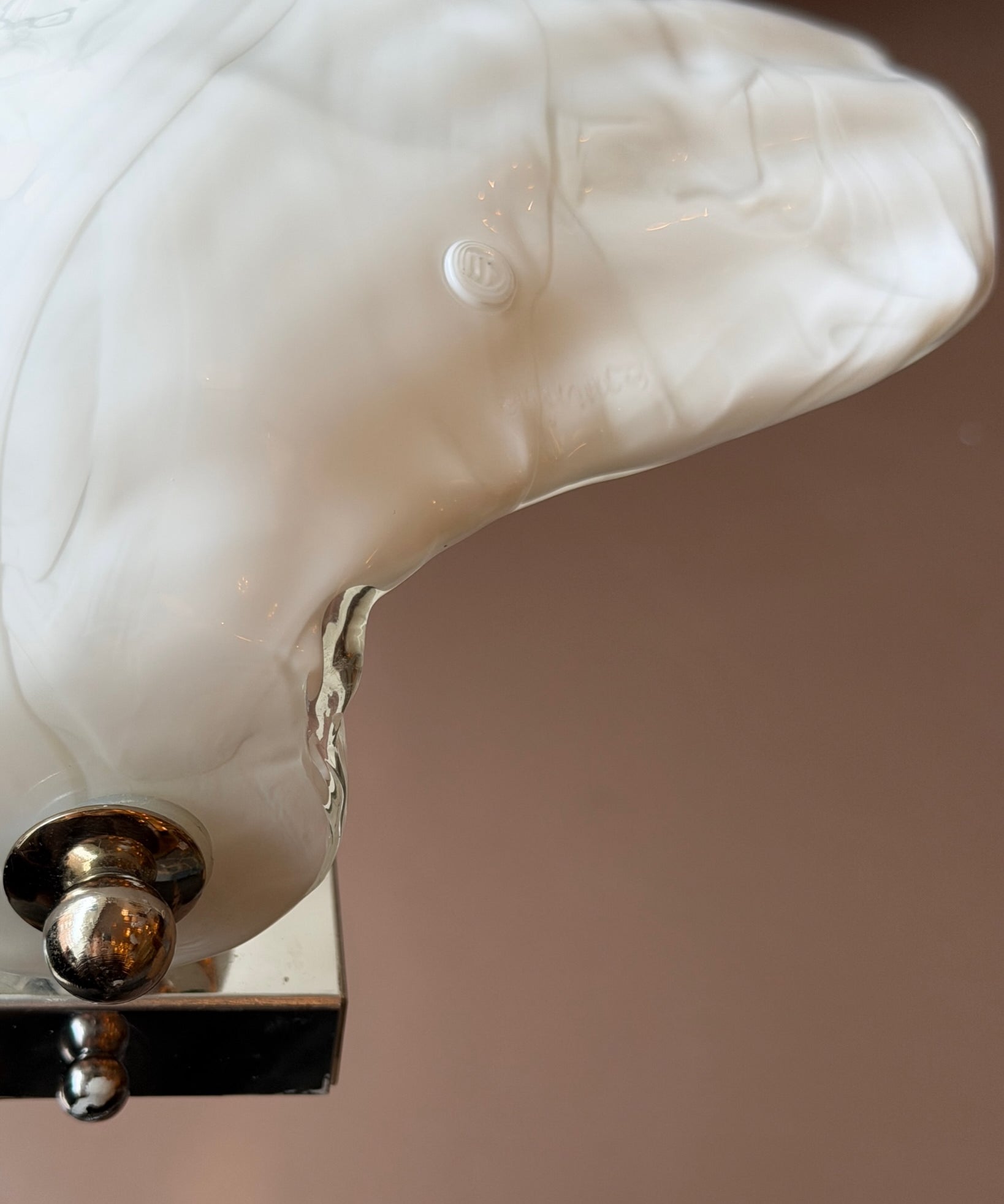 Vintage milky white/clear Murano shell wall lamp