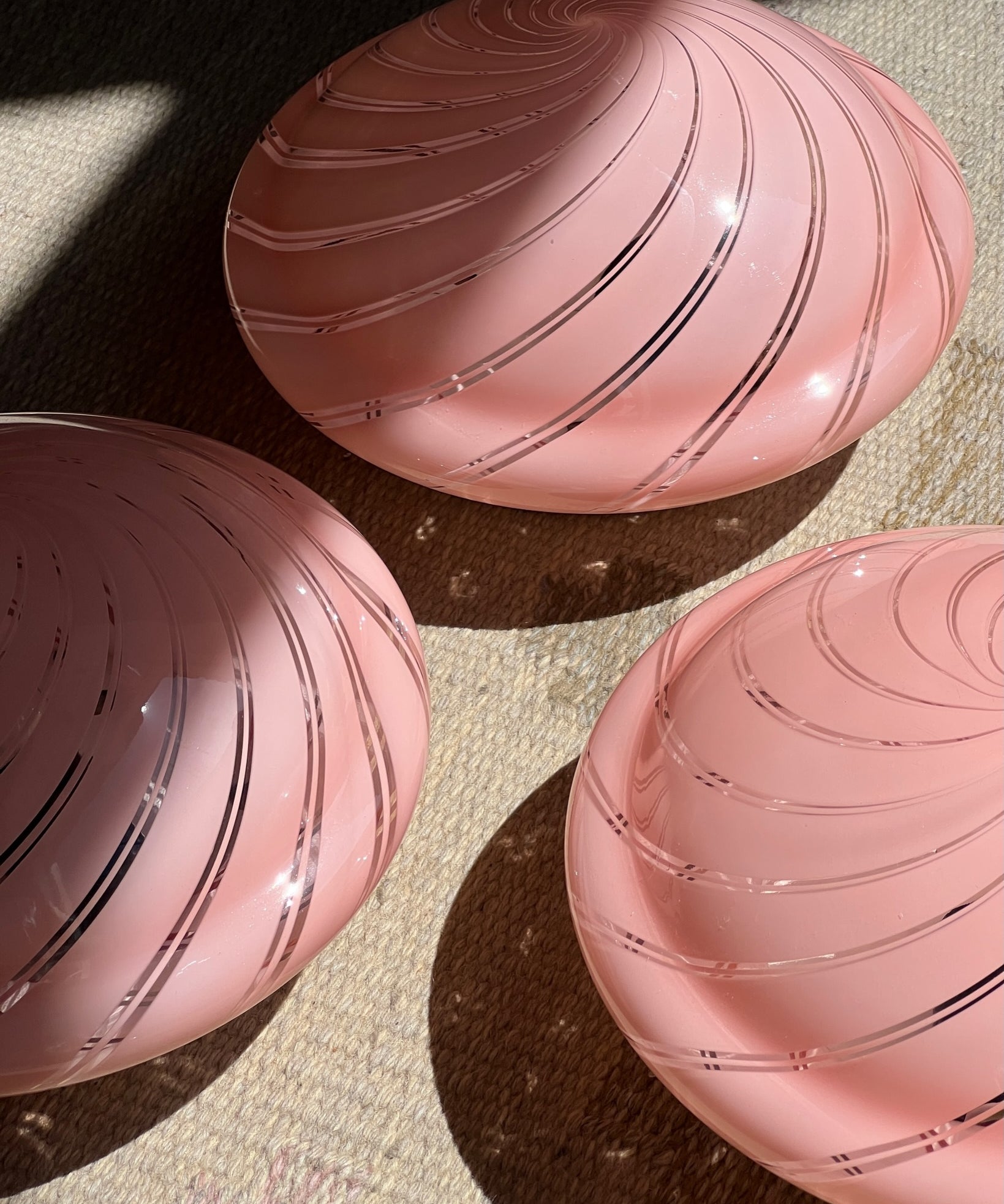 Vintage Murano pink/clear swirl ceiling/wall lamp (D25)