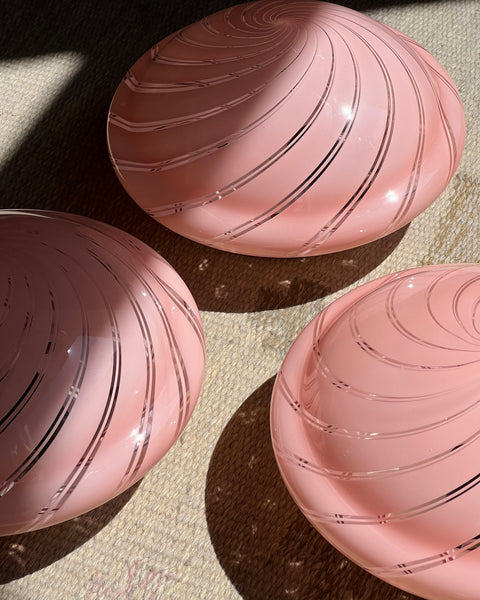 Vintage Murano pink/clear swirl ceiling/wall lamp (D25) (6 available)