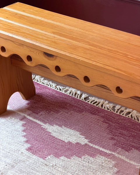 Vintage Swedish pine wood bench