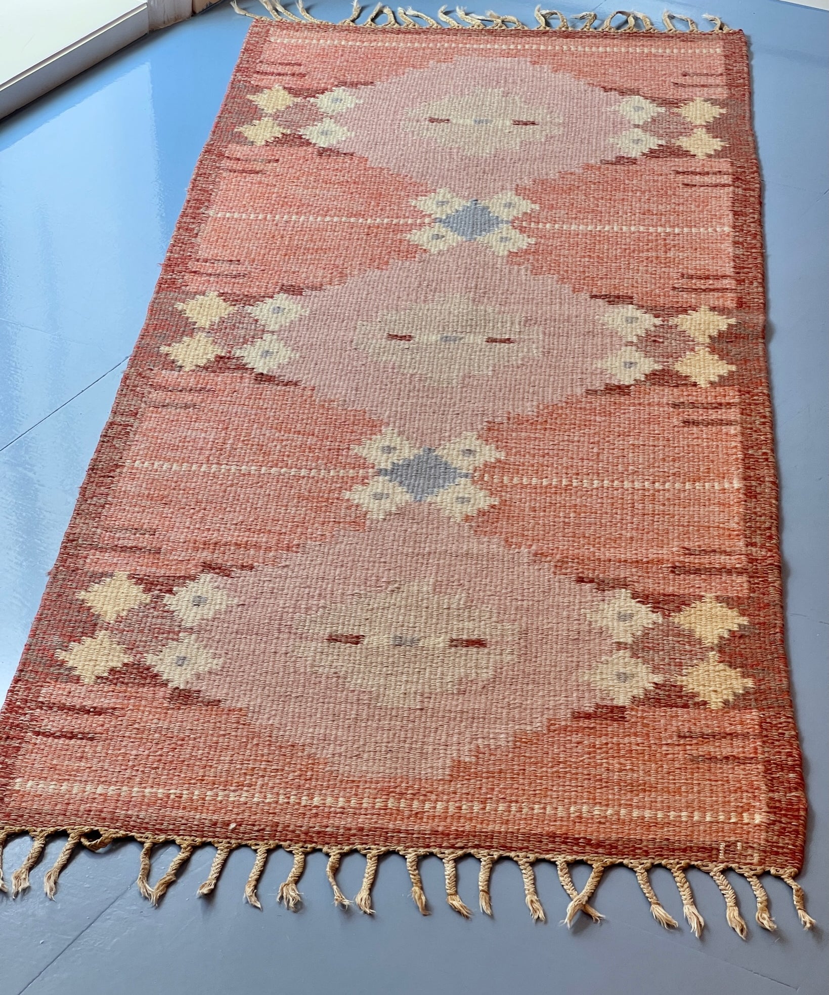 Vintage flat weave rug by Ingegerd Silow (IS)