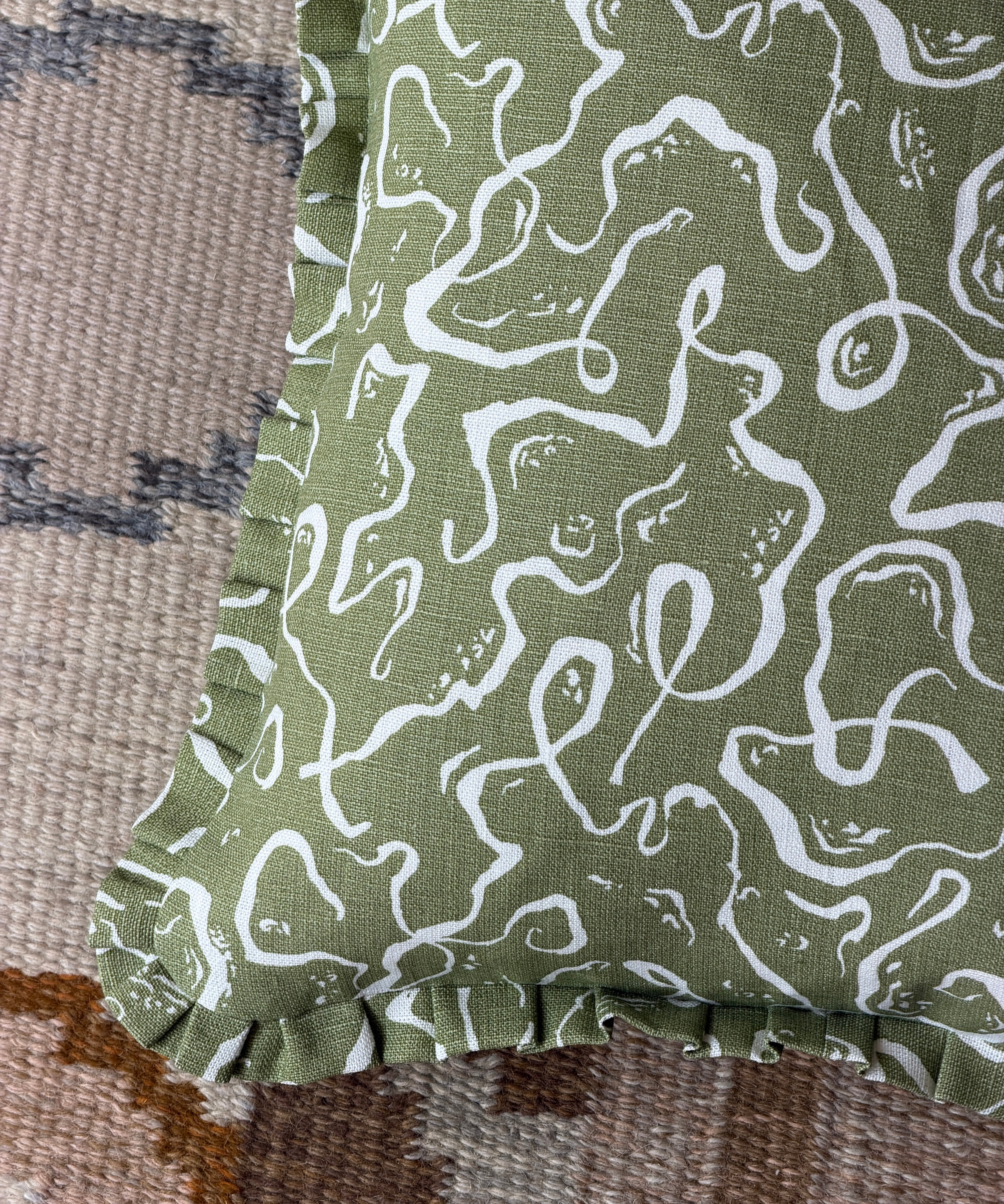 Karin’s Dress ruffled cushion - Khaki