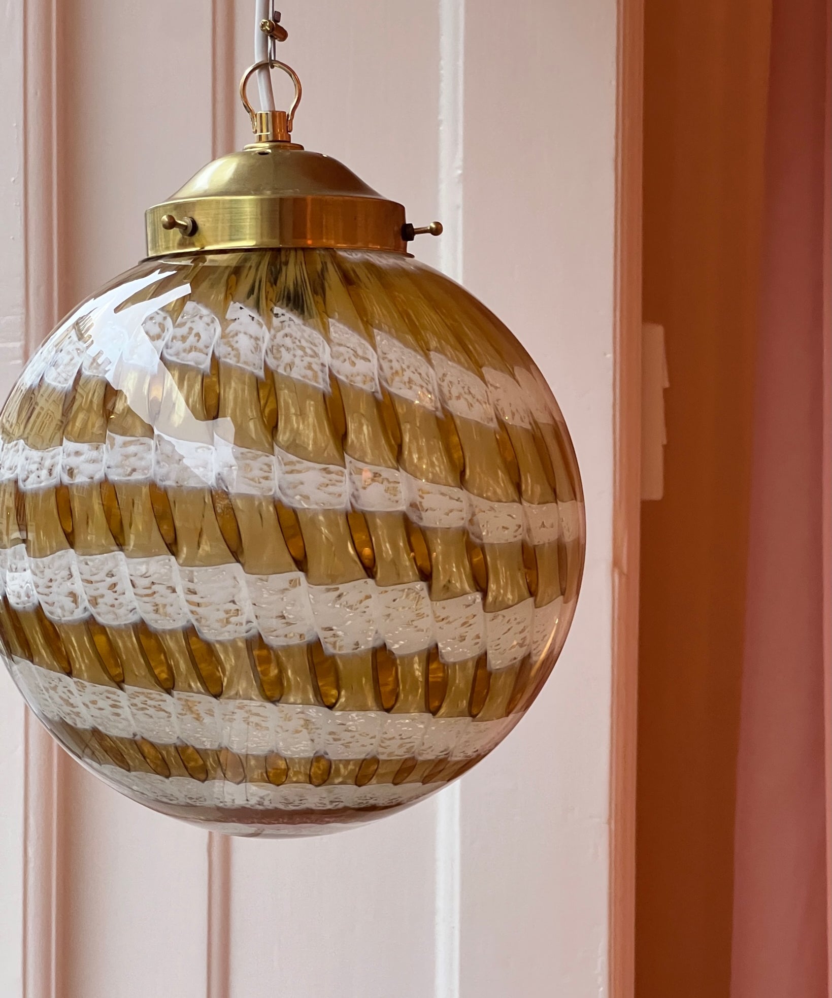 Vintage golden clear Murano ceiling lamp (D28) (1 available)