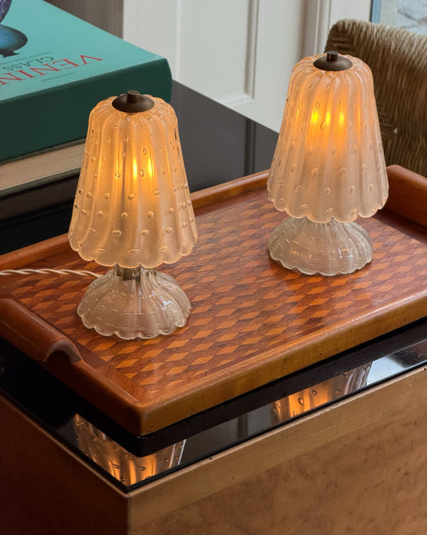 Vintage clear/frosted Murano table lamps
