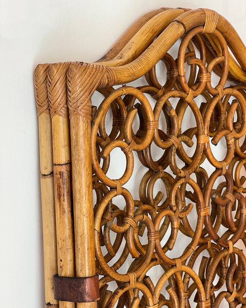 Vintage woven rattan room divider screen/paravant