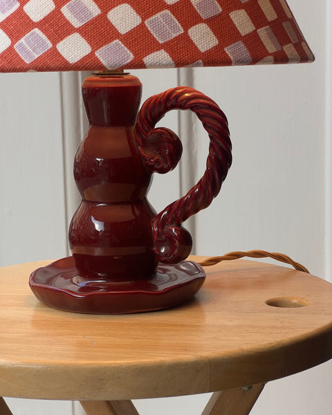 Vintage burgundy red ceramic table lamp