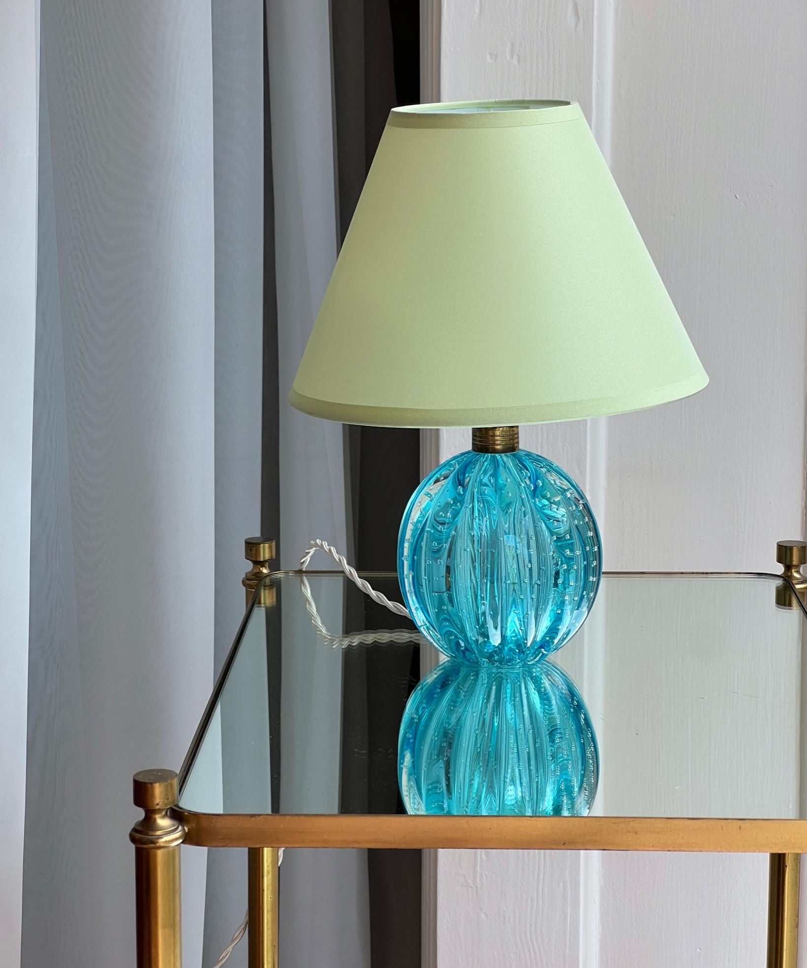 Vintage blue Murano table lamp (with shade)