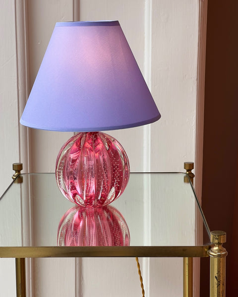 Vintage pink bubble Murano table lamp (with shade)