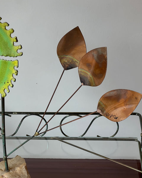 Vintage Curtis Jere green flower sculpture