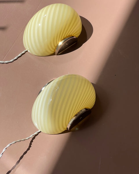 Vintage Murano yellow swirl wall lamp (2 available)