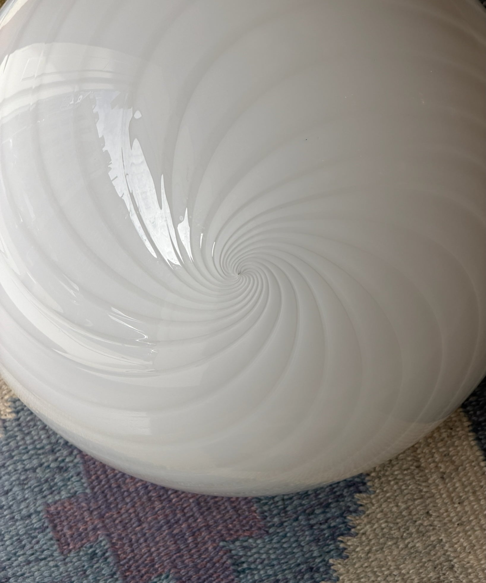 Vintage Murano white swirl ceiling lamp (D40)