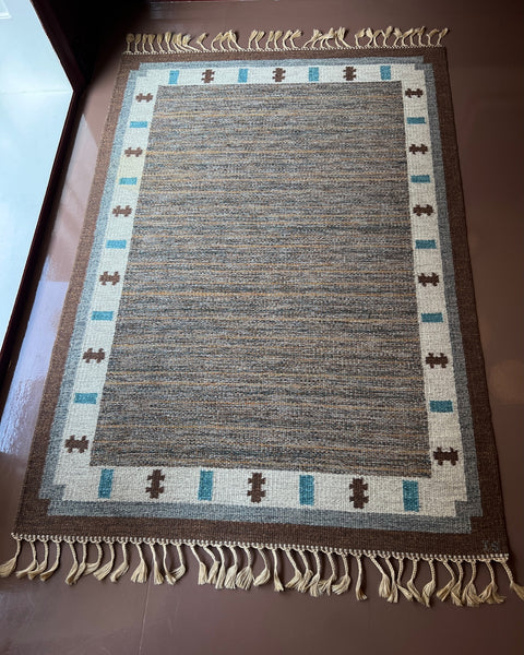 Vintage flat weave rug by Ingegerd Silow (IS)