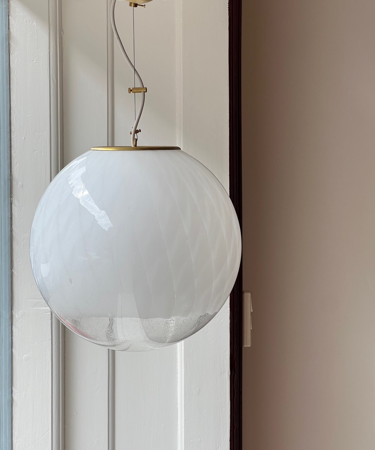 Vintage white clear Murano ceiling lamp (D35)