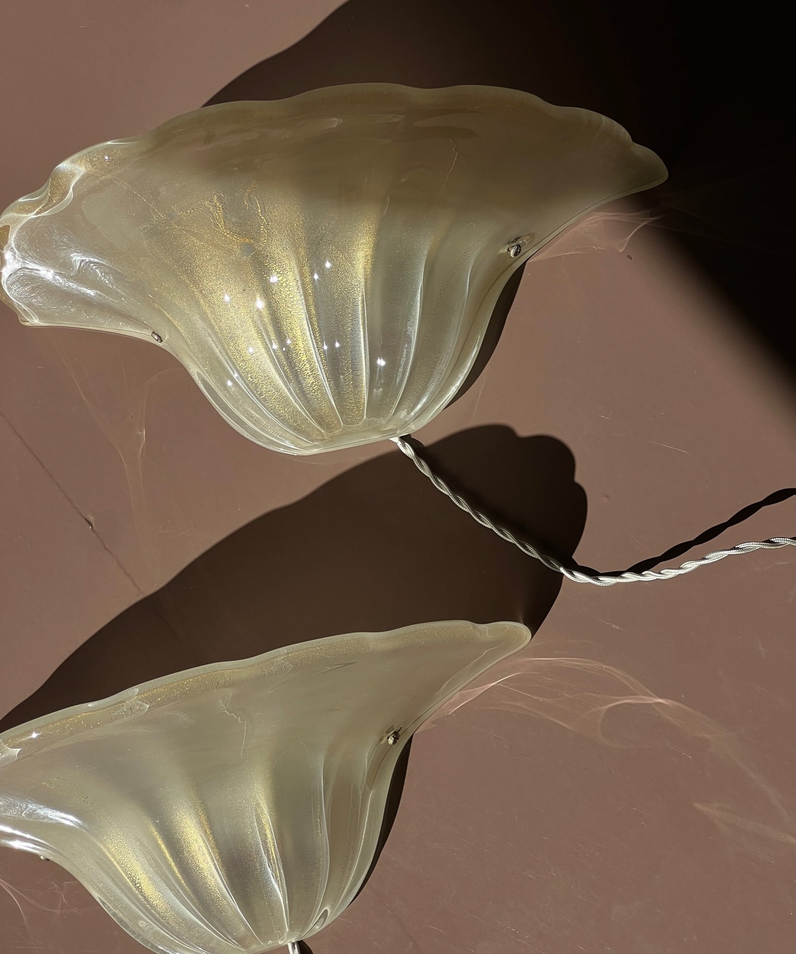 Vintage golden Murano shell wall lamps (1 available)