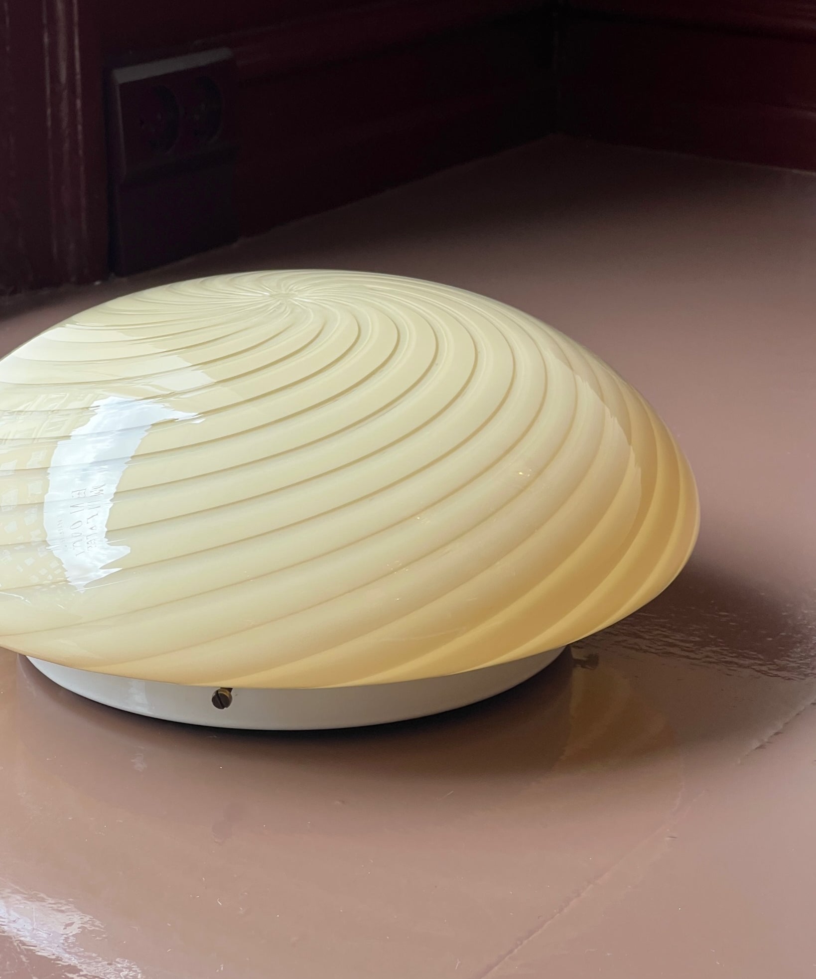 Vintage Murano yellow swirl ceiling/wall lamp (D30)