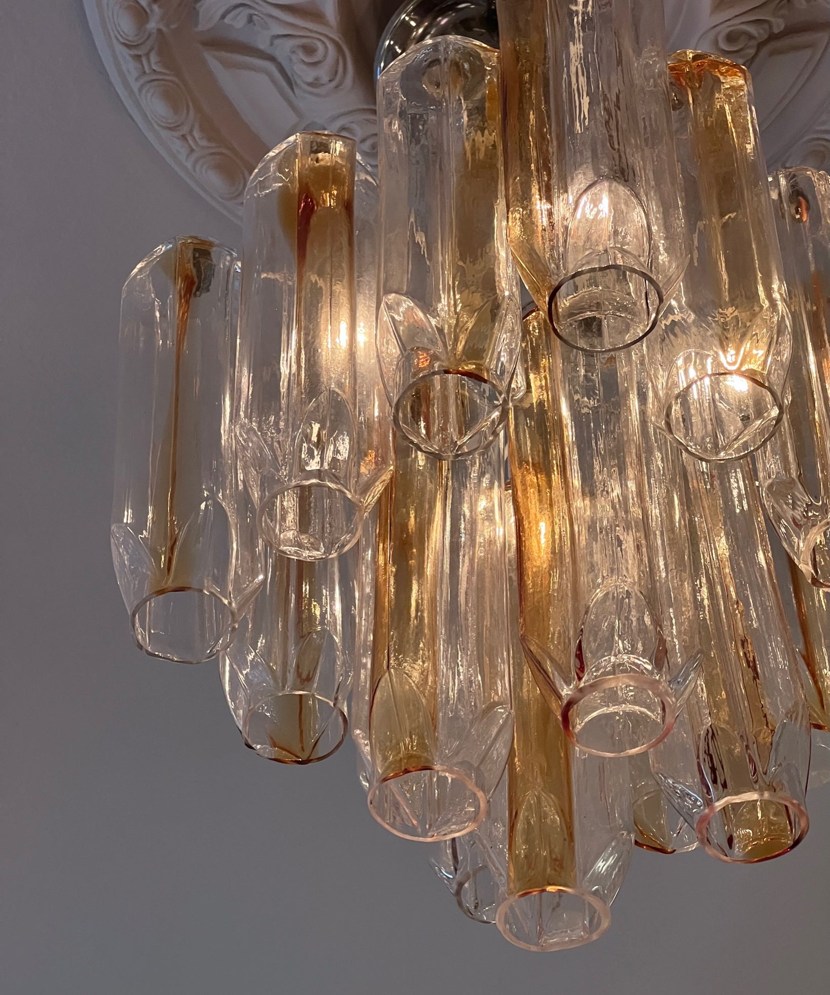 Vintage Murano golden/clear chandelier