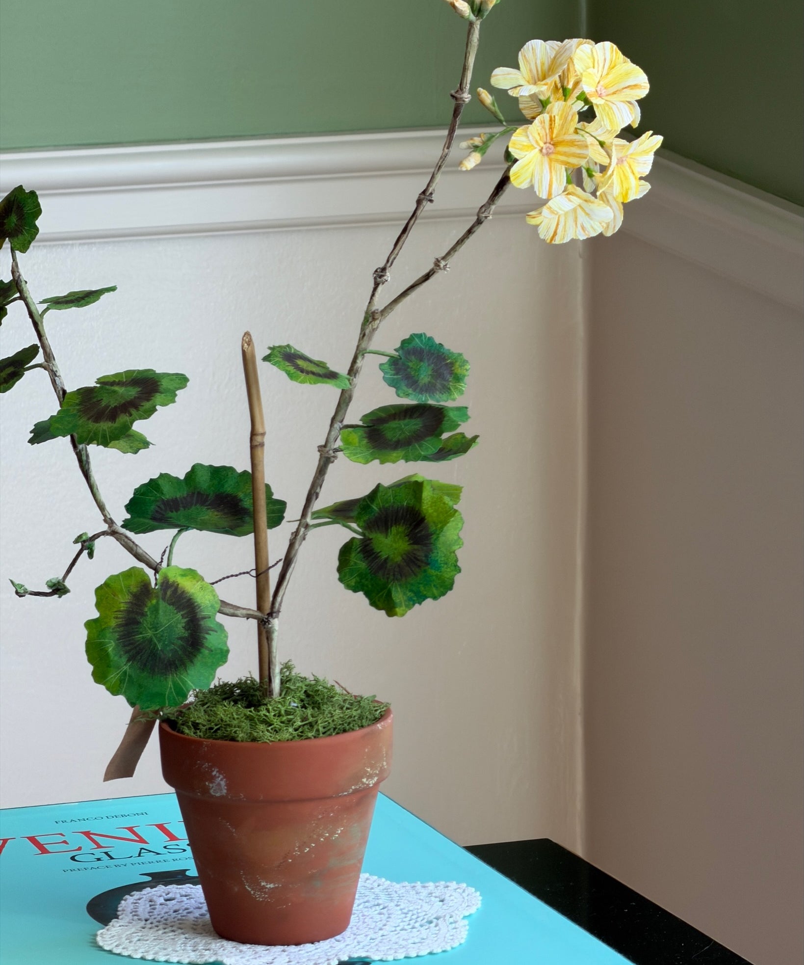 Paper flower 'Yellow Pelargonium Piccolo'