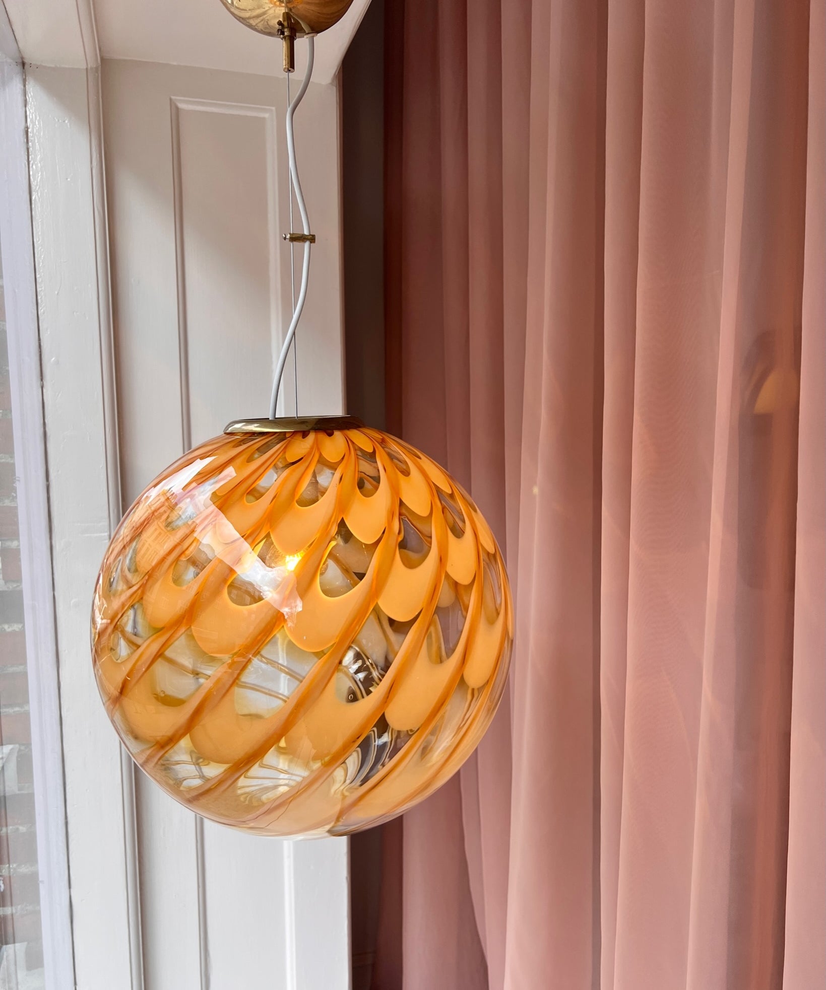 Vintage golden clear Murano ceiling lamp (D40)