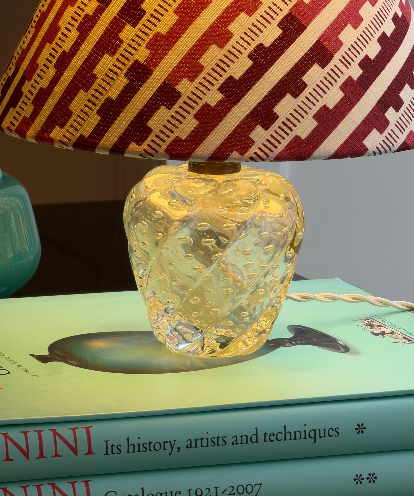 Vintage clear Murano table lamp (with lampshade)