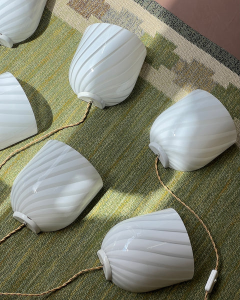 Vintage Murano white swirl wall lamp (6 available)