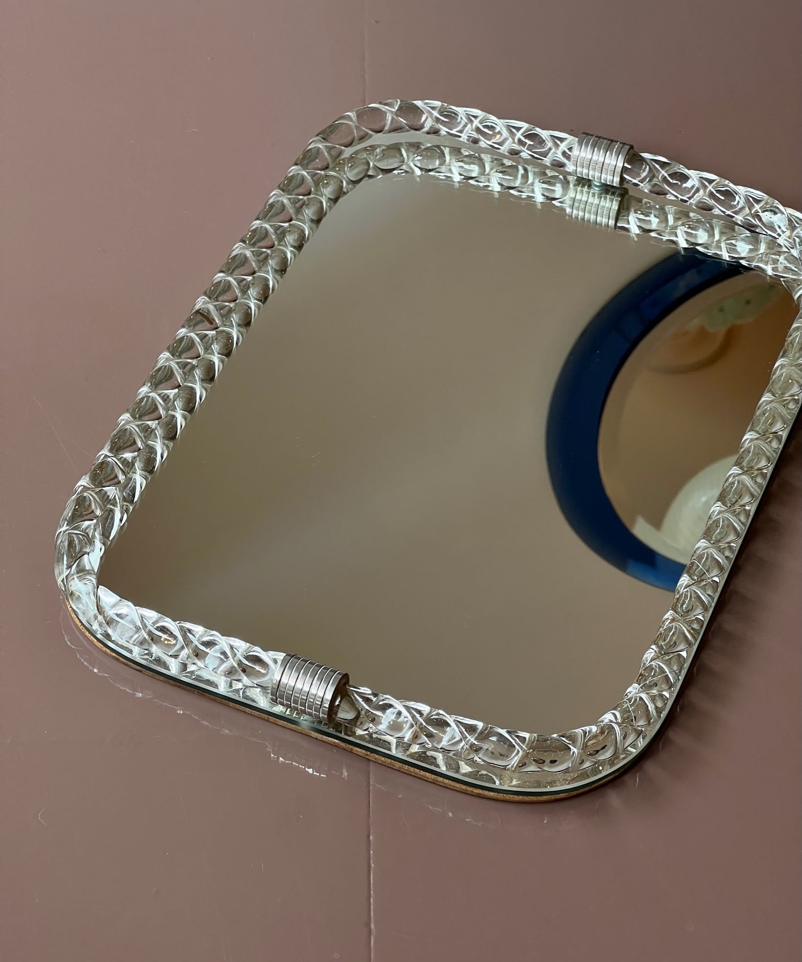 Vintage Italian mirror with twisted clear glass frame