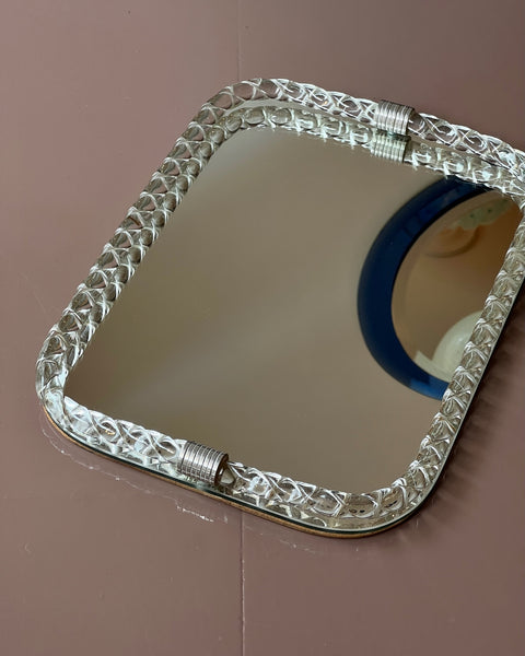 Vintage Italian mirror with twisted clear glass frame