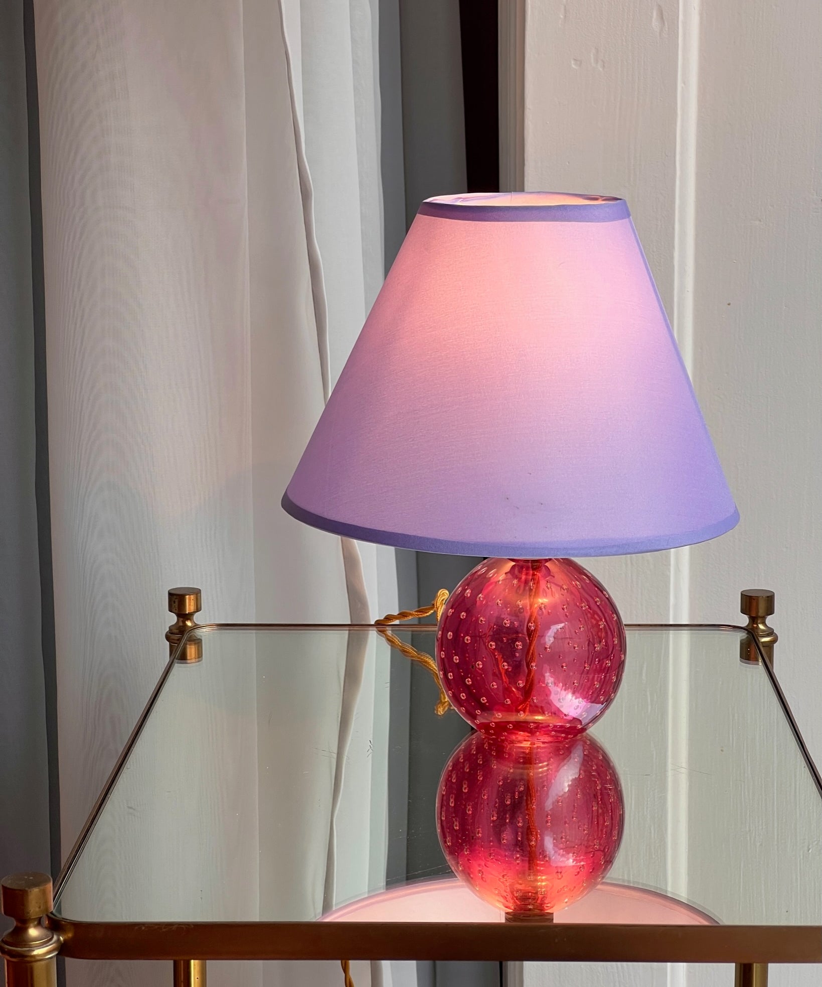 Vintage pink bubble Murano table lamp