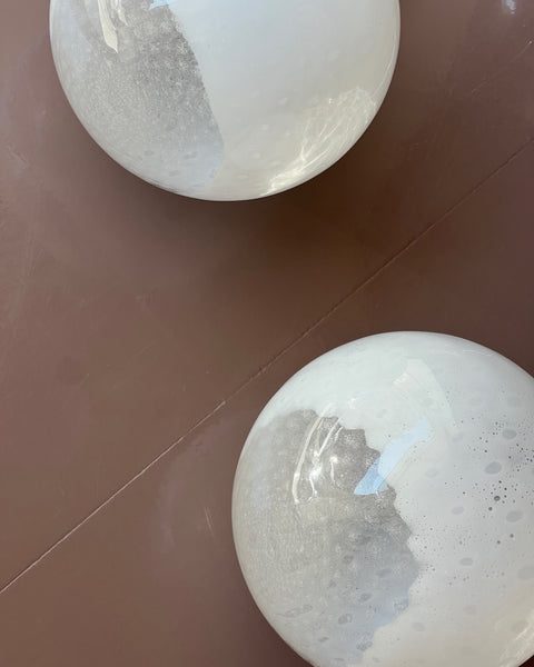 Vintage white clear Murano ceiling lamp (D30)
