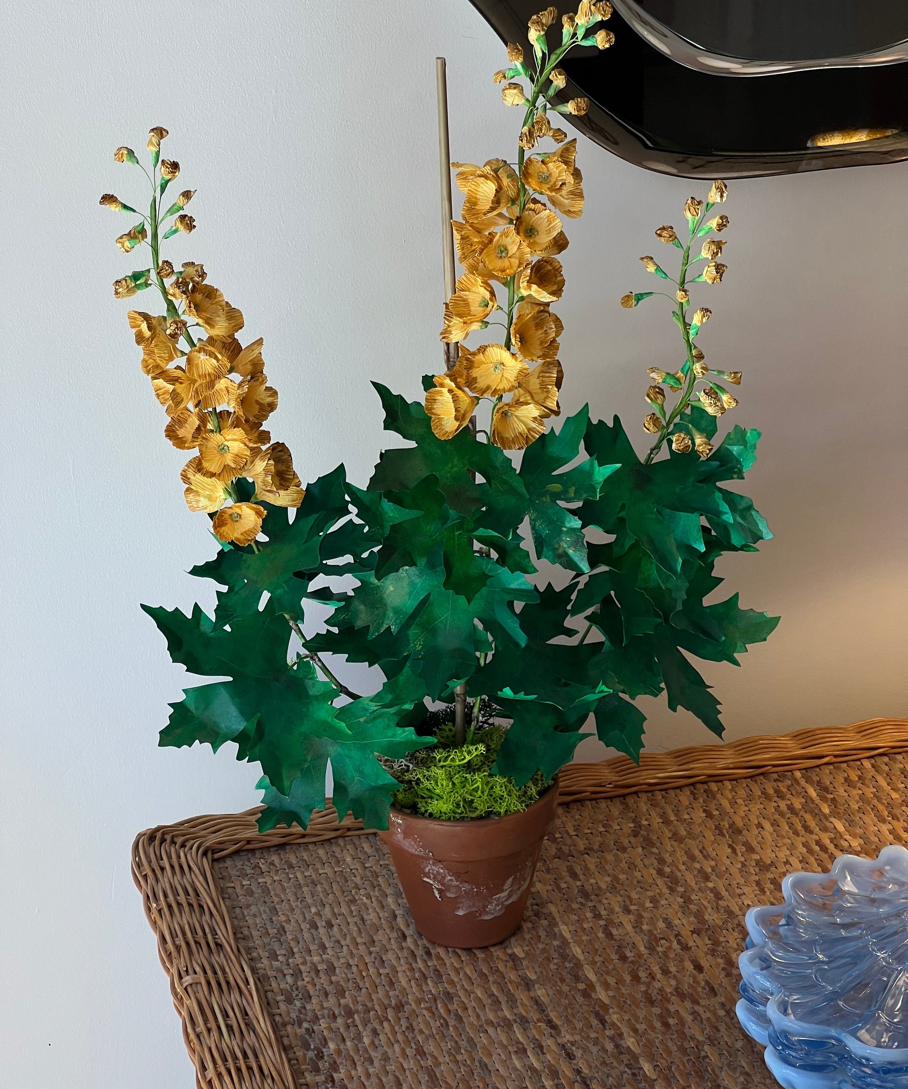 Paper flower 'Yellow Delphinium'