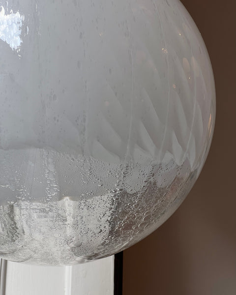 Large vintage white clear Murano ceiling lamp (D50)