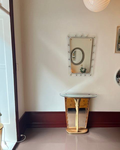 Set of vintage console table and mirror, Italy 1940s