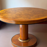 Vintage round lacquered burl wood dining table