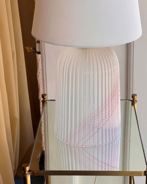 Vintage light pink/white swirl Murano table lamp (without shade)