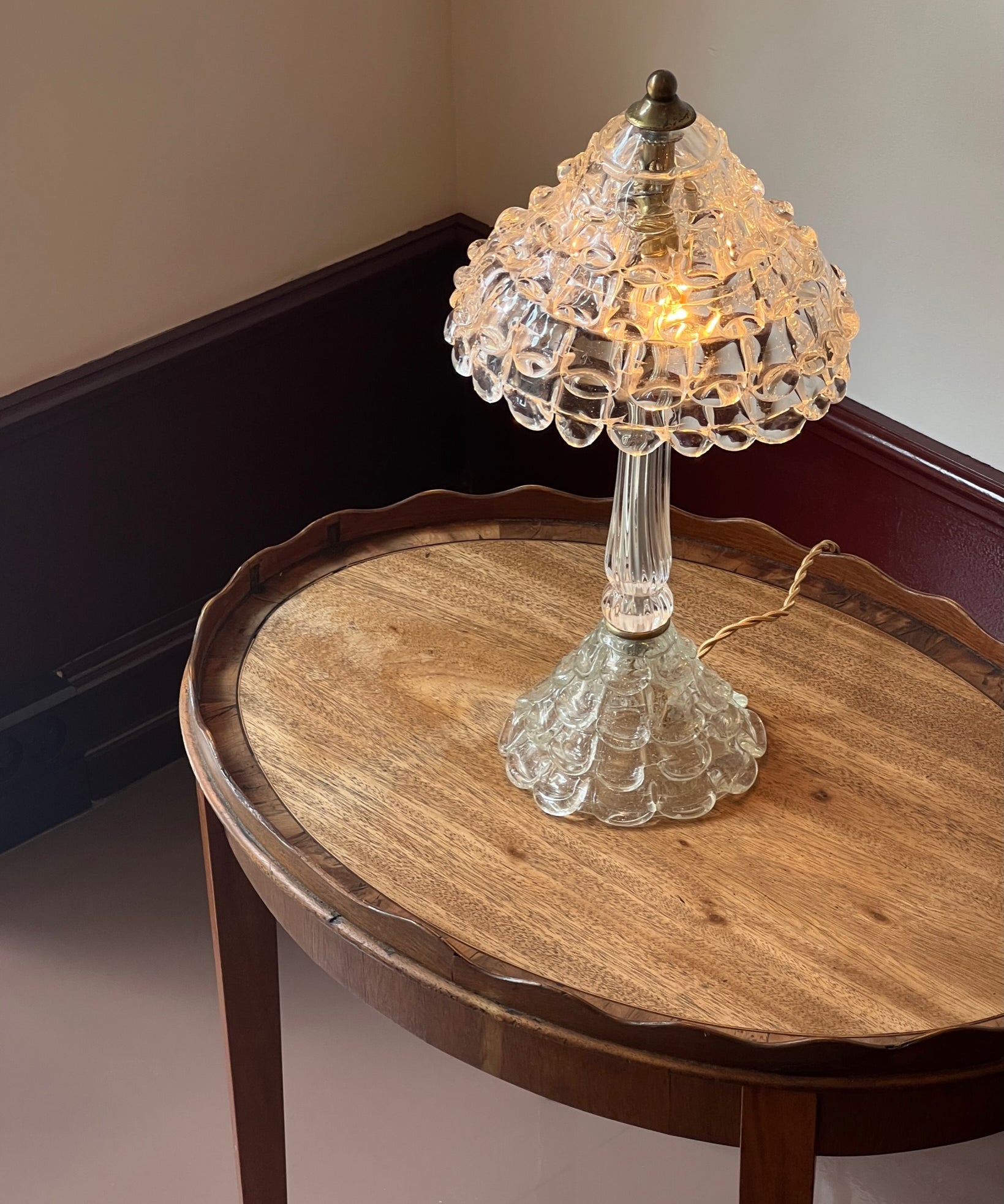 Vintage large clear Murano table lamp