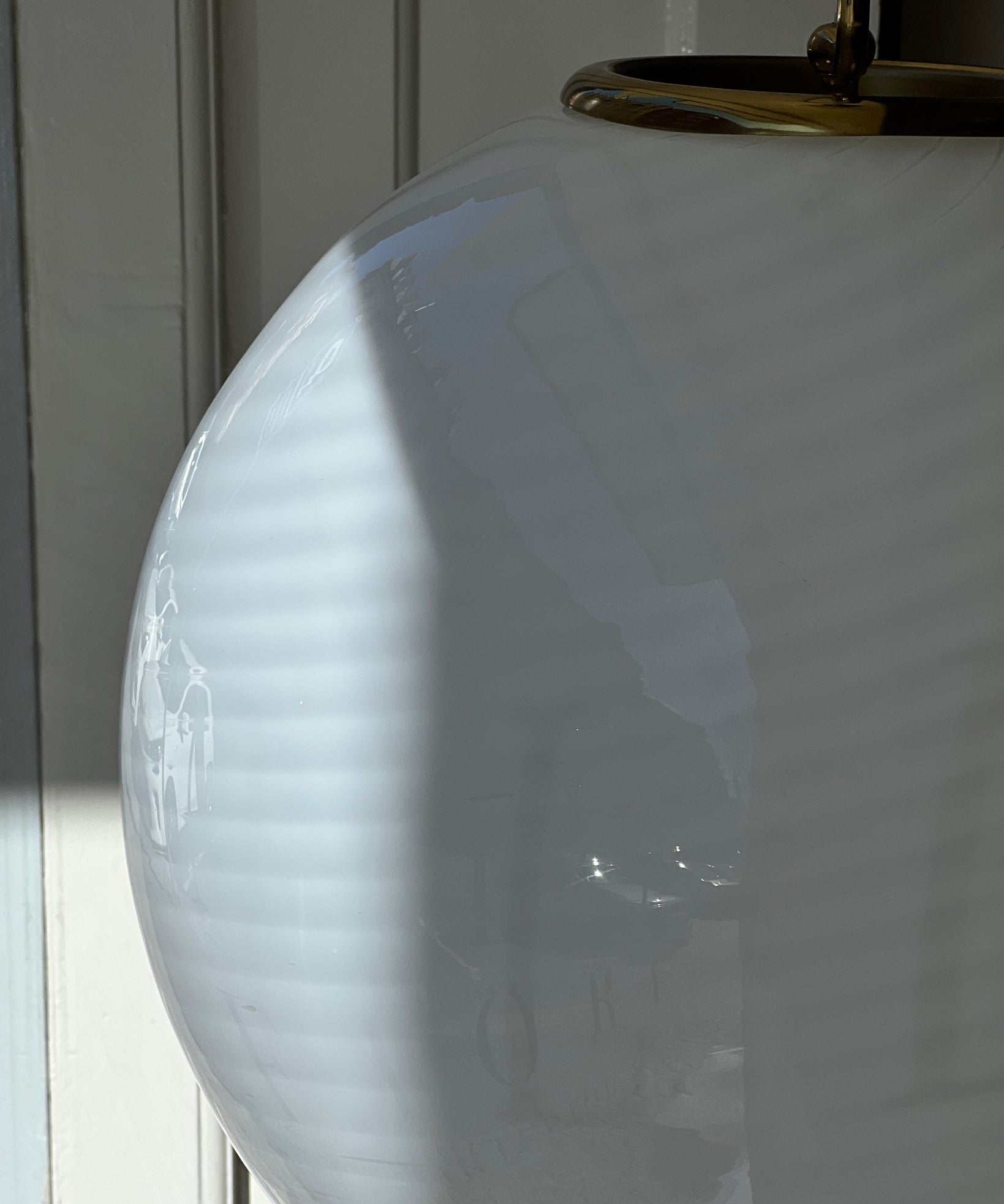 Vintage Murano white swirl ceiling lamp (D50)