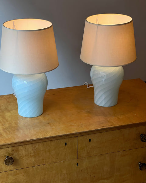 Vintage light blue swirl Murano table lamp (2 available) (Medium)