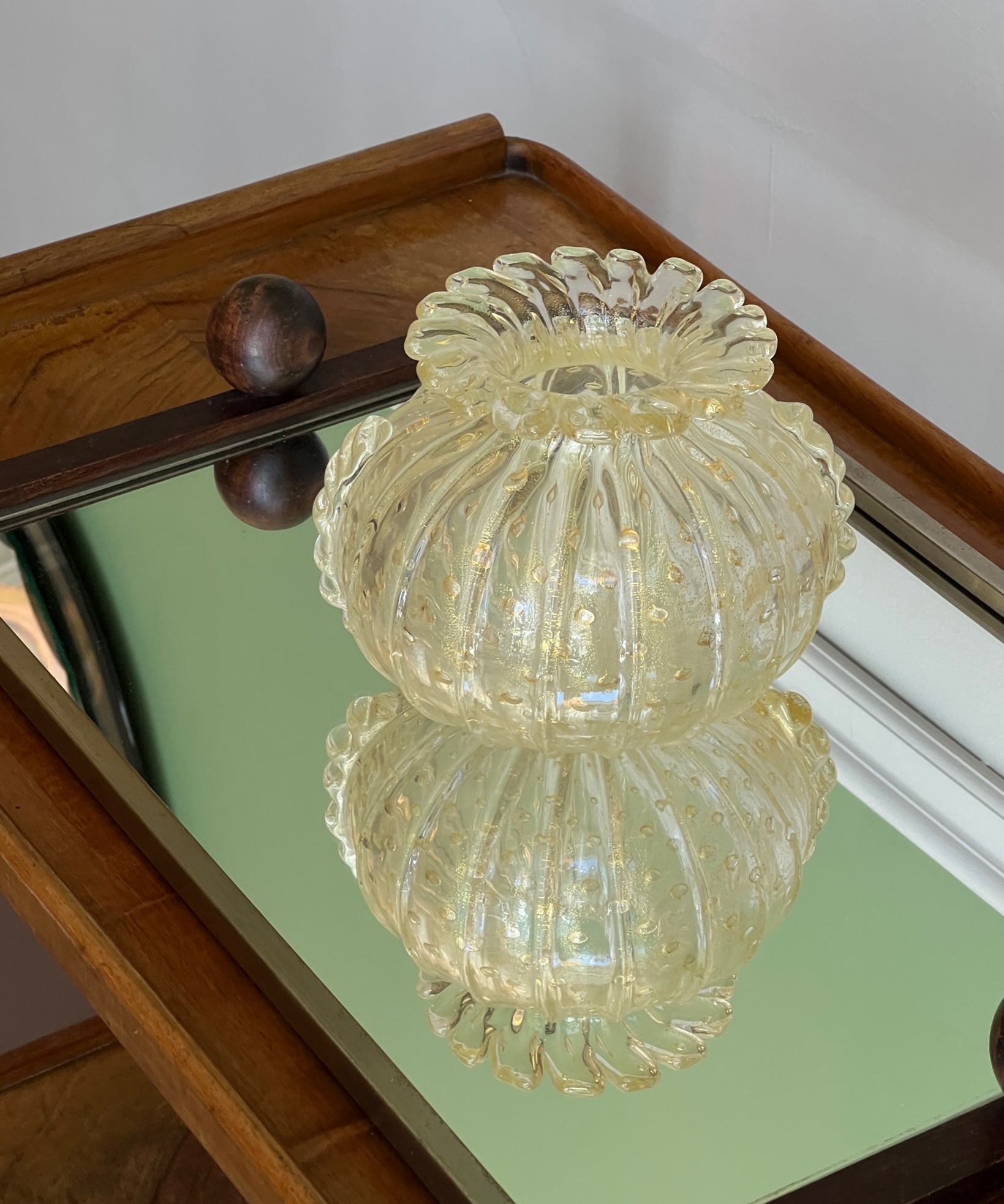 Vintage golden / clear Murano vase