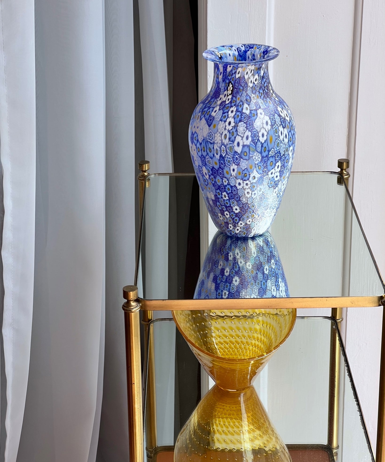 Vintage blue Millefiori Murano vase
