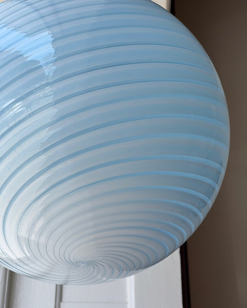 Vintage Murano light blue swirl ceiling lamp (D40)