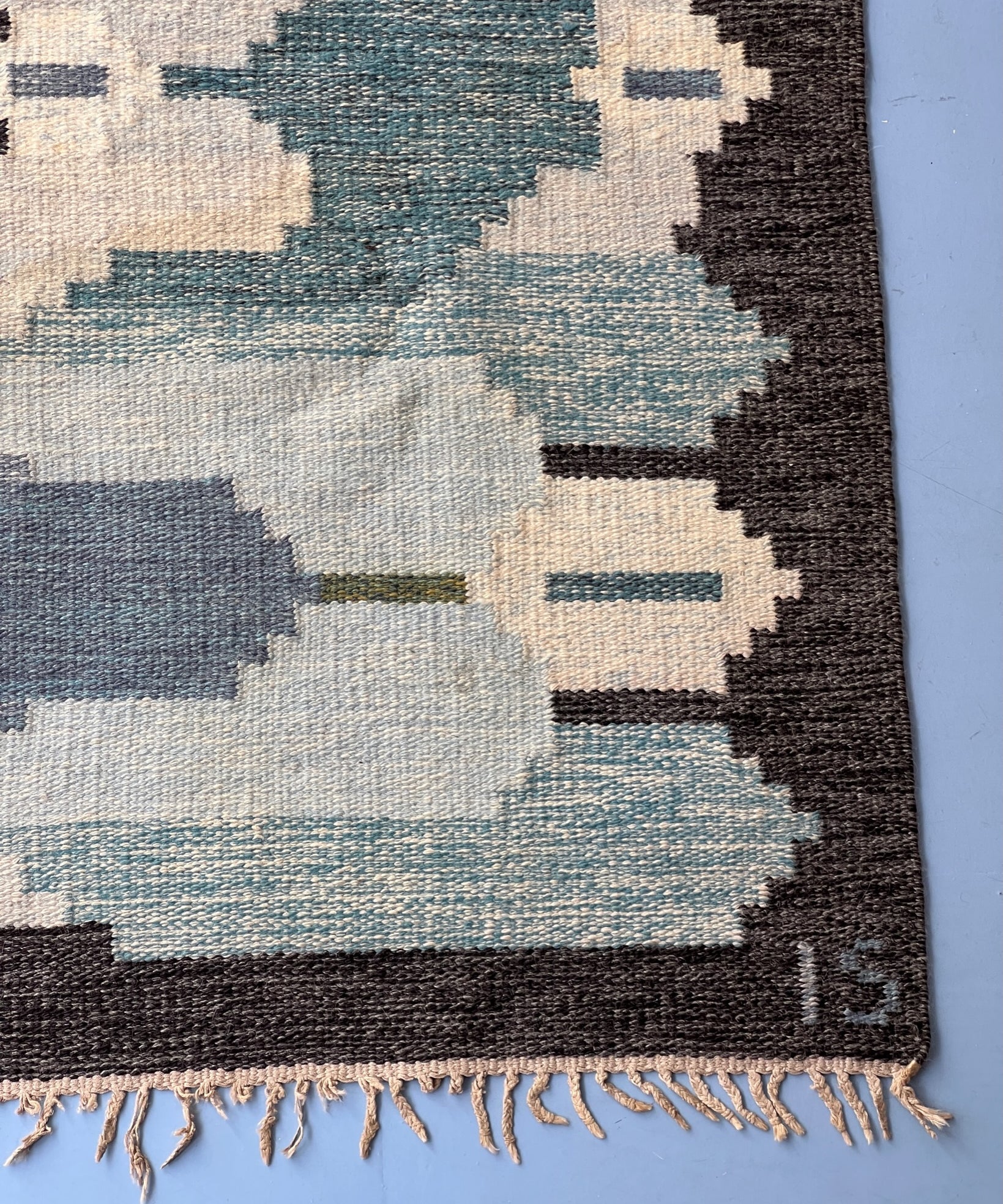 Vintage flat weave rug by Ingegerd Silow (IS)