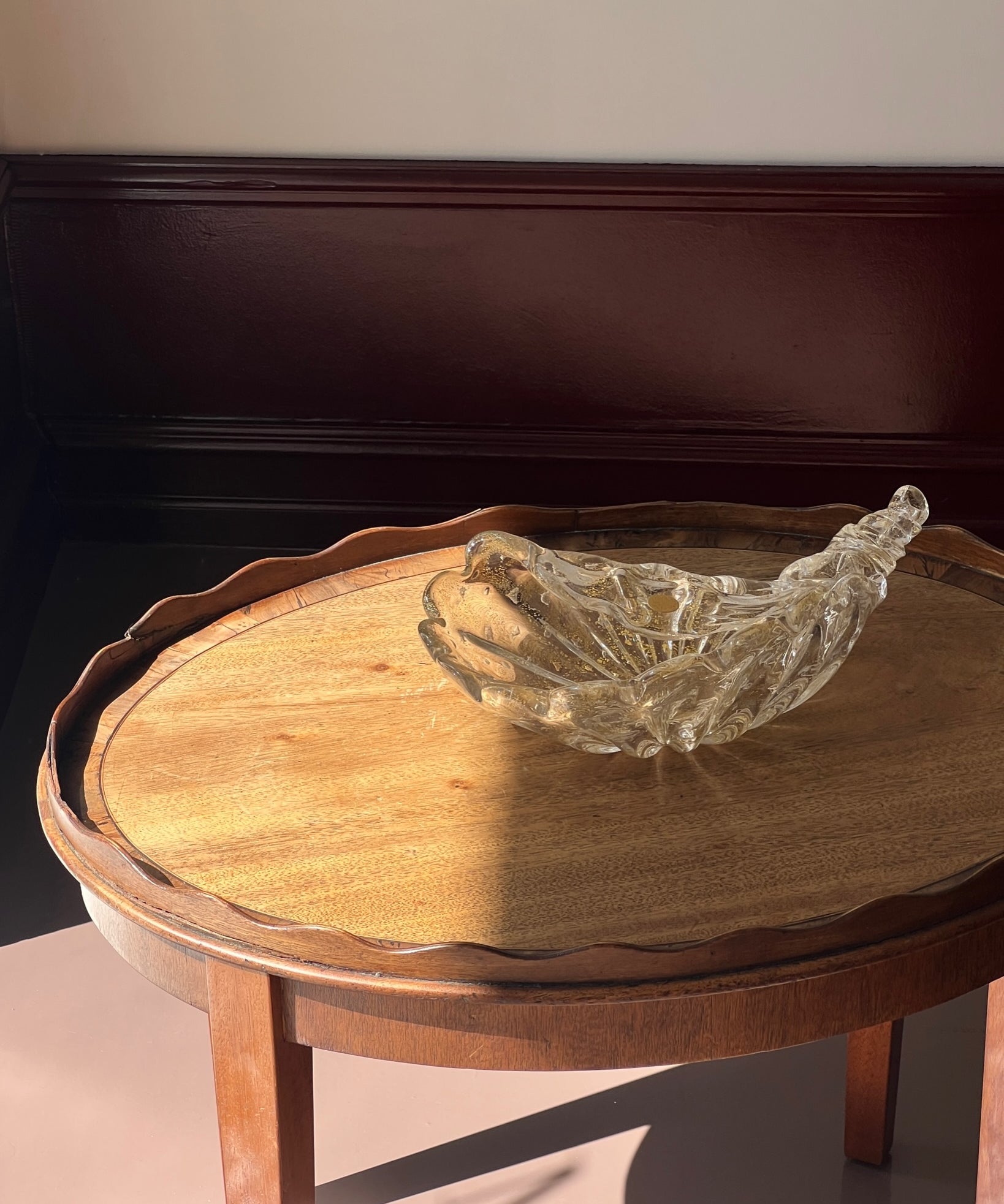 Vintage golden / clear Murano shell bowl