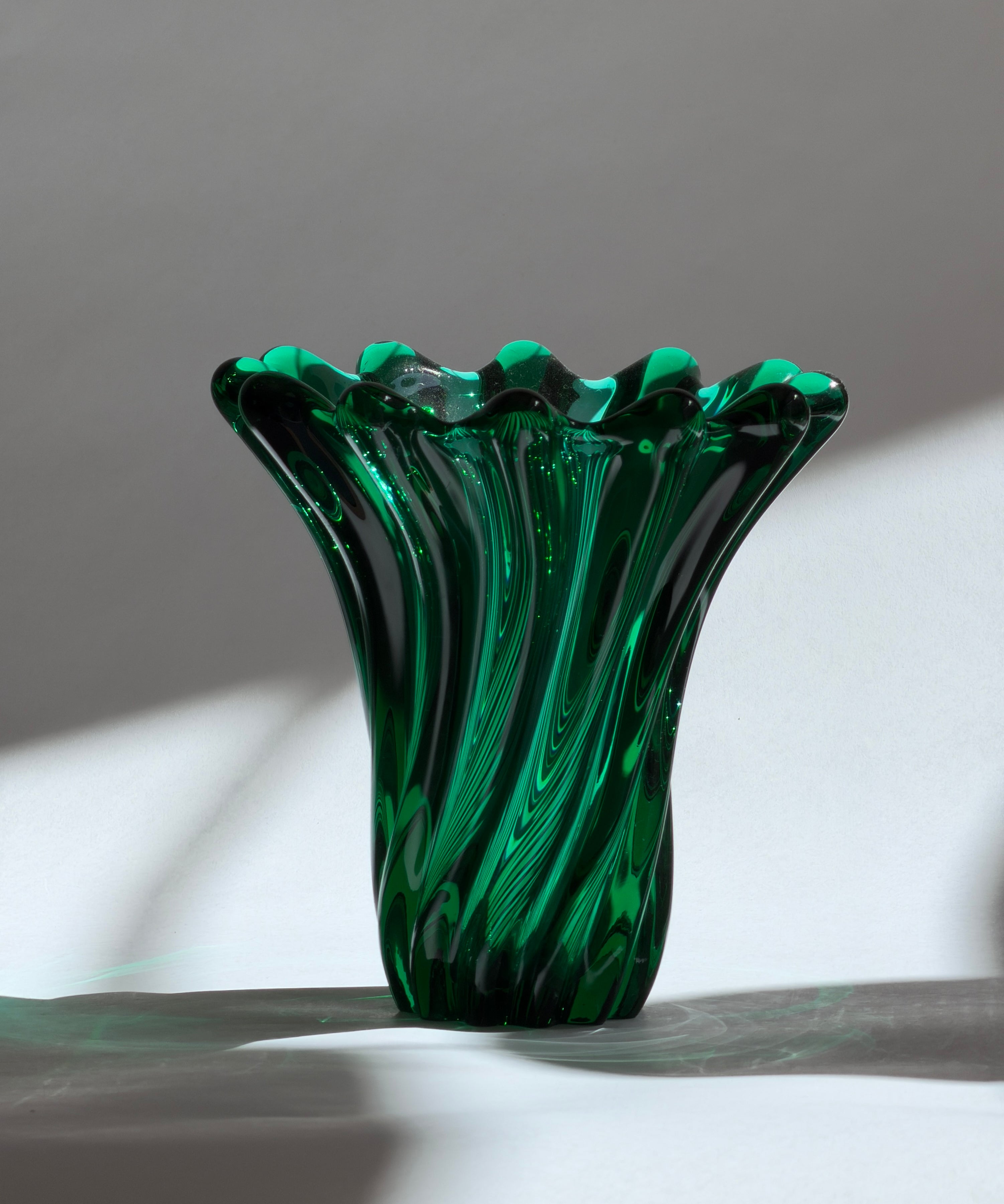 Vintage green Murano vase