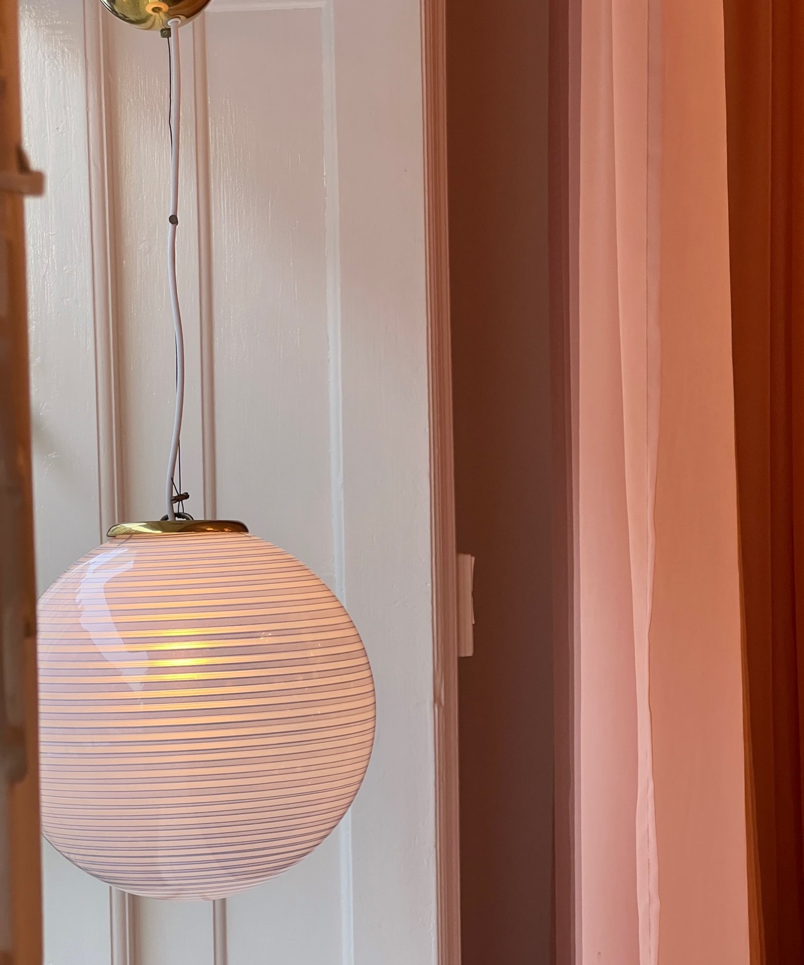 Vintage Murano light blue swirl ceiling lamp (D35)